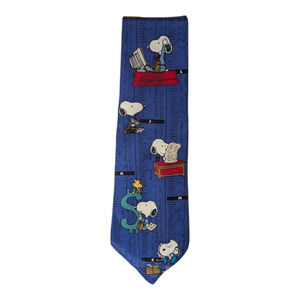Peanuts Snoopy Necktie Blue -Total length 57.5 in "When I Grow Up...Successful"
